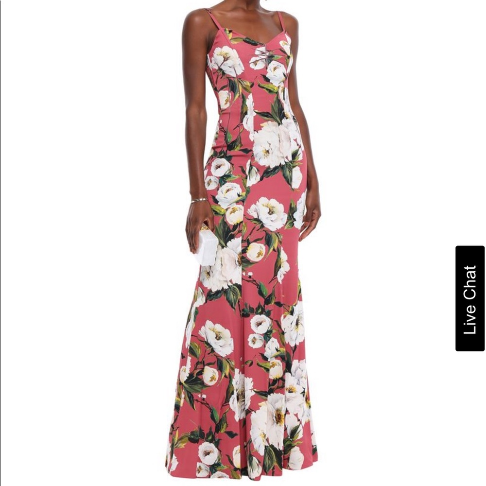 CHRISTMAS DOLCE GABBANA PINK FLORAL GOWN SILK IT36